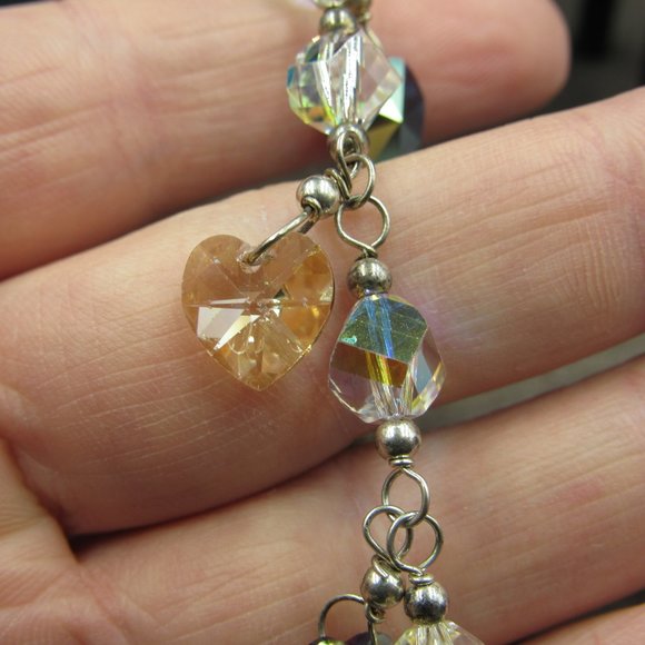 7.5" Sterling Colorful Heart Crystal Bracelet - Picture 2 of 5